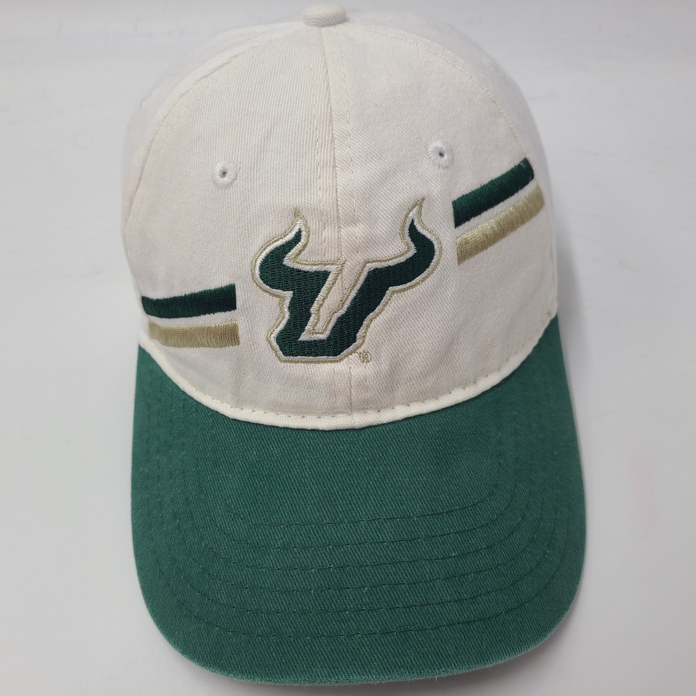 Youth USF Bulls Hat Strapback Cream White Green NCAA University of South Florida